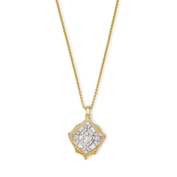 Kendra Scott Jewelry - Kendra Scott Kacey Long Pendant Necklace in Gold Filigree Mix EUC
